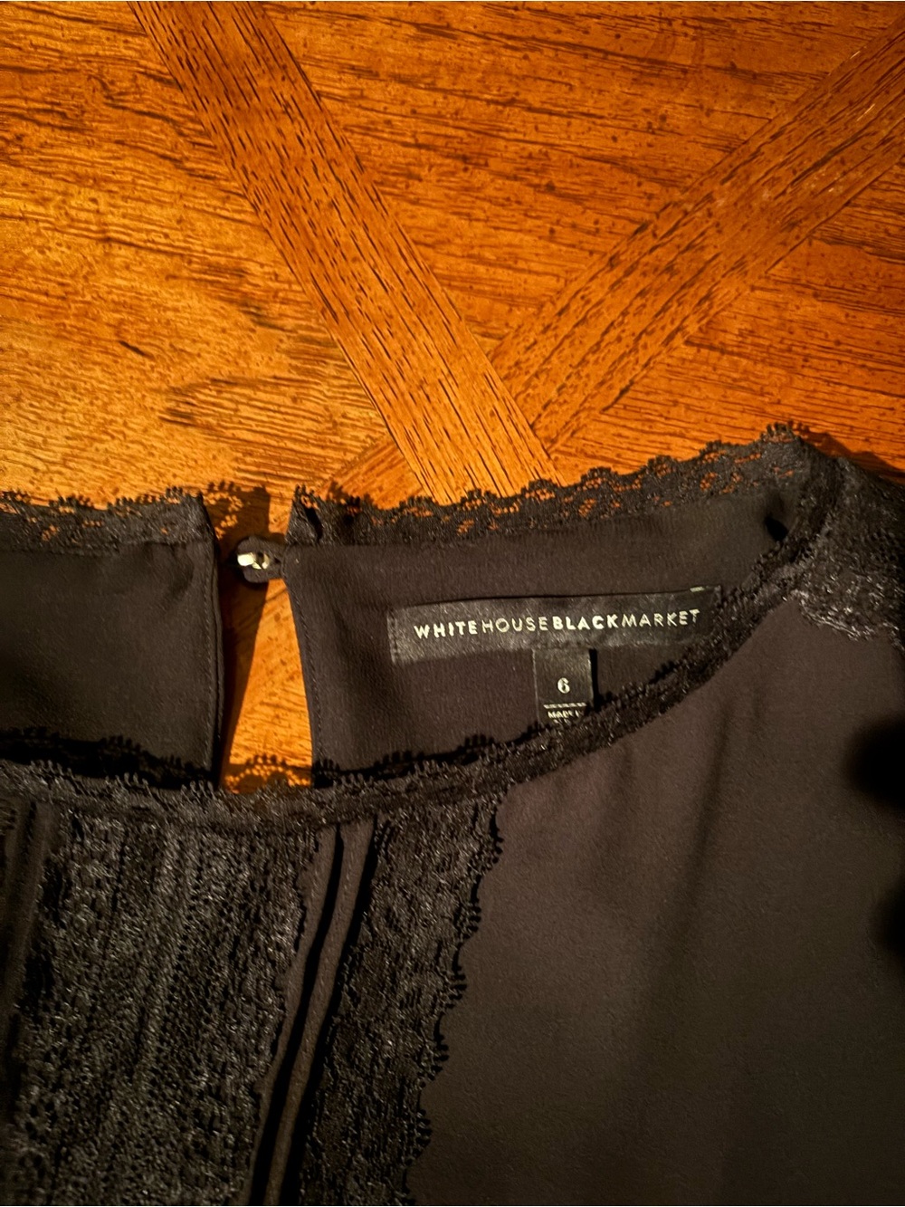 White House Black Market Black Lace-Trim Slip Camisole